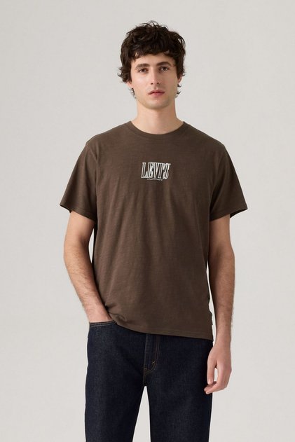 Ss Relaxed Fit Tee Rope Serif Logo Brack Brown Men's T-Shirt
