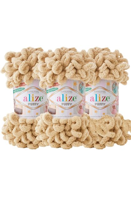Puffy 3 Pack Hand Knitting Yarn - No Needles - 100g X 3 Pieces - Color No: 95 - Camel Hair