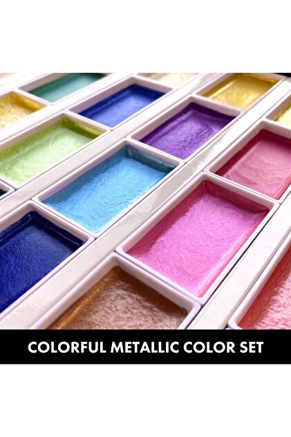 Zig Kuretake Gansai Tambi Metallic Colors Yaldız Tablet Sulu Boya
