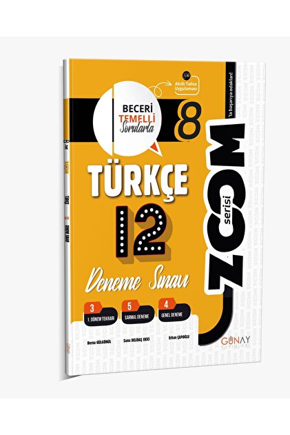 Günay Yayınları GÜNAY YAYINCILIK 8. SINIF TÜRKÇE ZOOM 12'Lİ BRANŞ