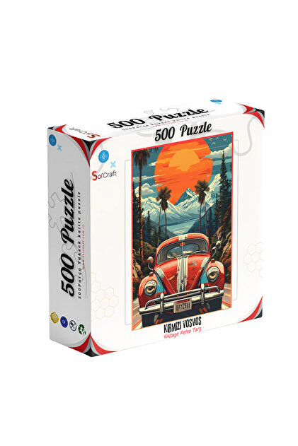 Soi Craft 500 Parça Puzzle Retro Tarz Dağ Manzaralı Kırmızı Vosvos
