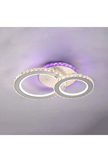 Candelabru LED cu telecomandă NOVA ROTONDA RGB 43W, 2 cercuri, reglabil, alb