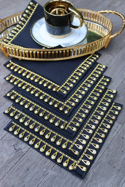3-Piece Gold Bride Stone Cocktail Napkin