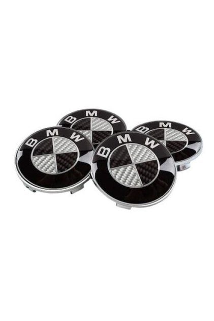 Σετ 4 καπάκια BMW, 68 mm, ΜΑΥΡΟ-ΚΑΡΒΟΝ, για ζάντες αλουμινίου