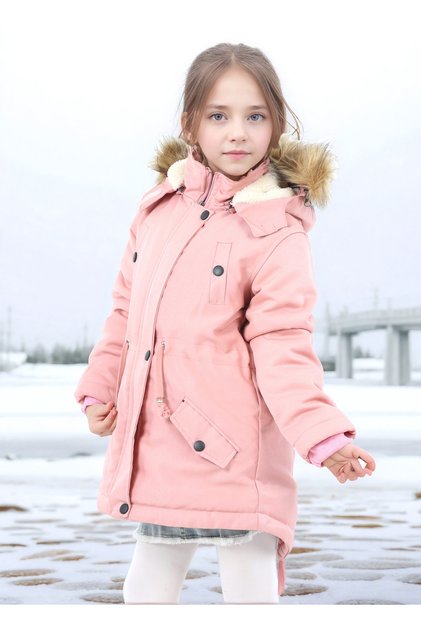 Girl's Waterproof Machine Washable Canvas Fabric Thick Winter Coat