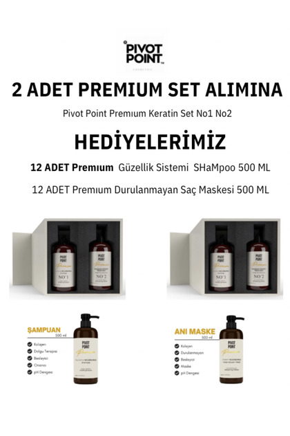 Premium Keratin Set + 12 Adet Premium Şampuan + 12 Adet Durulanmayan Maske Hediyeli”