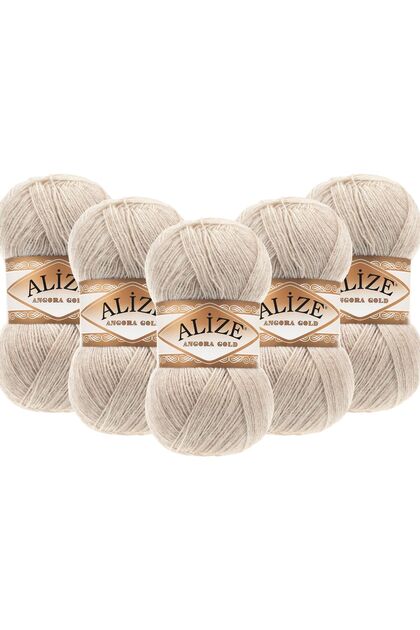 Angora Gold 5 paketa pređe za ručno pletenje 100g x 5 komada - Kod boje: 152 - Bež melanž