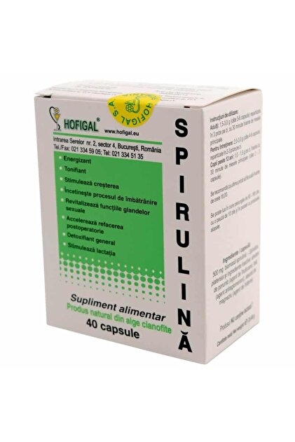 Spirulină 500mg, 40 capsule,
