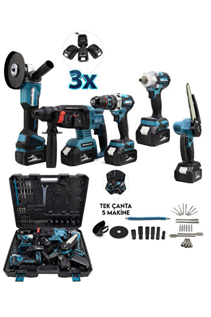 BRANZEG Beşli 5'Li Şarjlı Matkap Seti Spiral Hilti Budama Somun