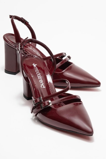 Women's 2-Piece Open Back Heels Bordo Patent Leather