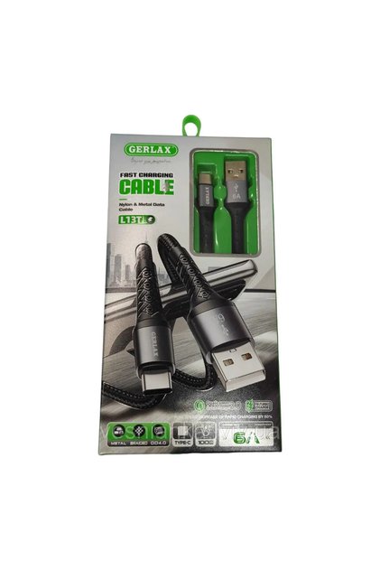 Cablu Date si Incarcare cu mufa USB la Tip C, Fast Charging, 6A, Invelis Textil , 1 m , negru