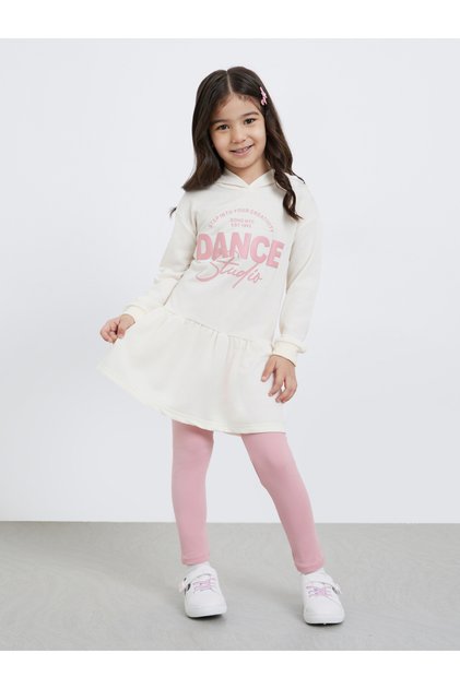 Girls Printed Hoodie Dress and Leggings Set