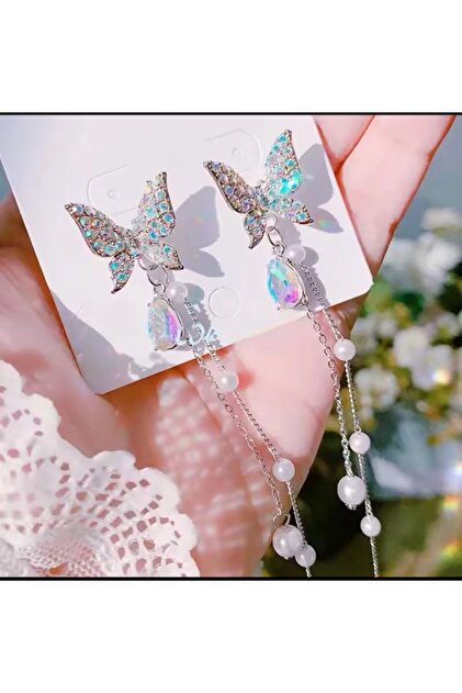 Stoned Butterfly Women's Elegant Earrings