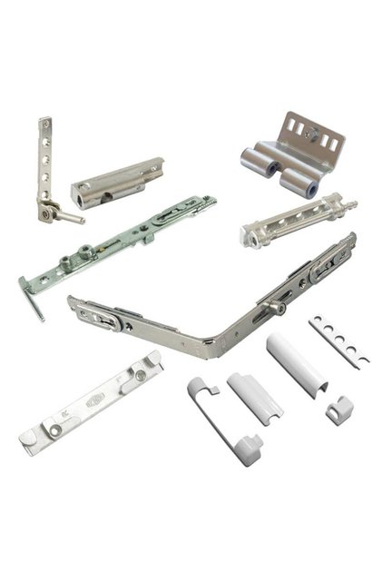 Set feronerie Vorne, deschidere dubla (oscilobatanta), tamplarie PVC, falt profil 13mm, alb RAL9016