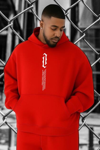 3-Ply Combed Cotton Text Printed Oversized Sweatshirt