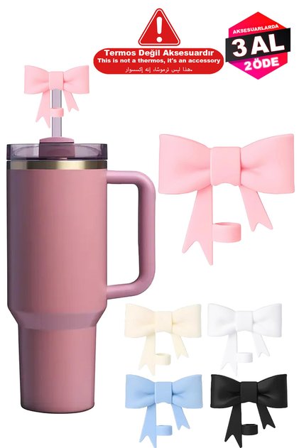 1 Piece 1.18 Lt Thermos Compatible Bow Ribbon Accessory / Straw Protector / Silicone Straw Tip Cover / 10mm