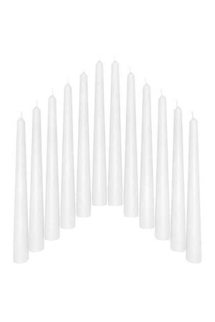 Set of 12 White Taper Candlesticks,10 Inch (25cm) Tall Taper Candles, Dripless Dinner Candle Sticks