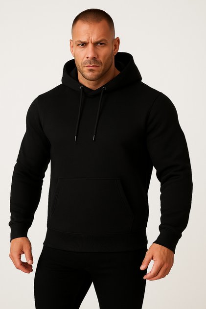 Erkek Kapüşonlu Sweatshirt - Oversize Kalıp 3 İplik Kumaş