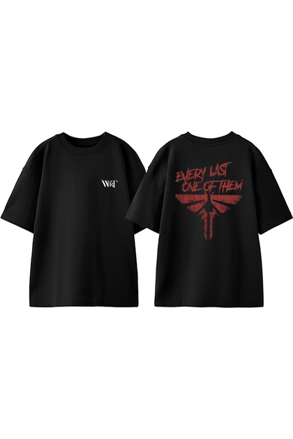 The Last of Us 8 Design Back Printed Cotton Black Oversize T-Shirt