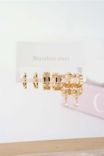 Women's Vip Series Baguette Zircon Cubic Zirconia Clip-On Set of 6 Earrings