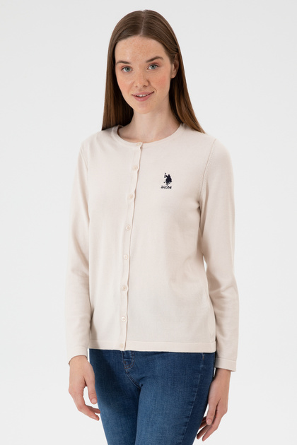 Cardigan de tricotaj de bază crem pentru femei 50313624-VR071