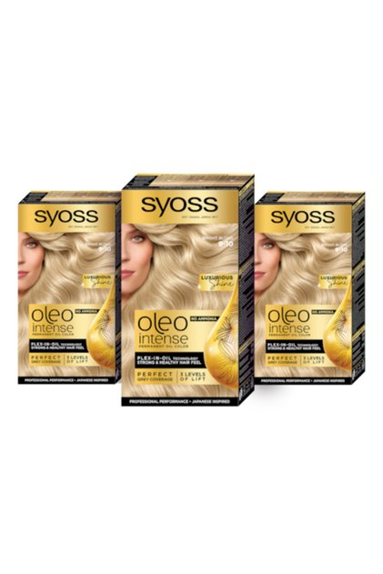 3 x Vopsea de păr permanentă fără amoniac, Color Oleo Intense, 9-10 blond deschis, 115 ml