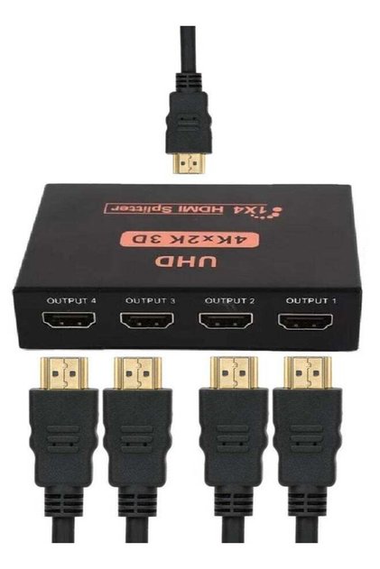 موزع HDMI 1 مدخل 4 مخرج - جودة عالية 4K Ultra HD، ثلاثي الأبعاد، 1080 بكسل، 2160 بكسل