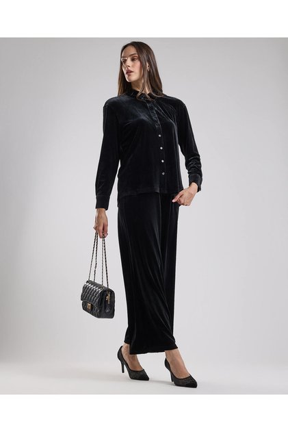 Solid Wide Leg Pants with Drawstring Waist