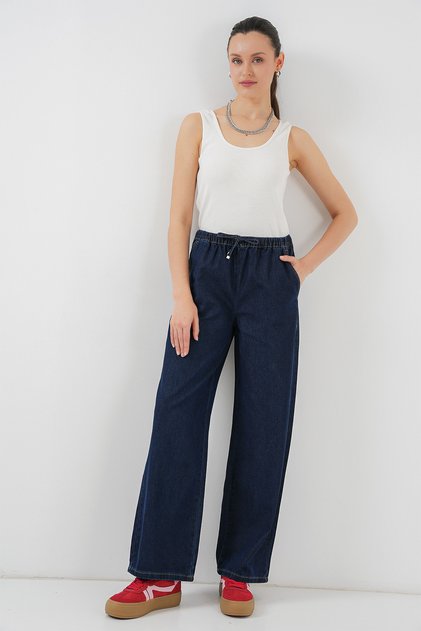 Women's Wide Leg Jeans Navy Blue 1296