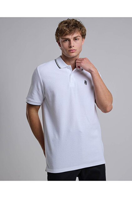 Contrast Trim Polo T-Shirt with Shirt Collar and Short Sleeves
