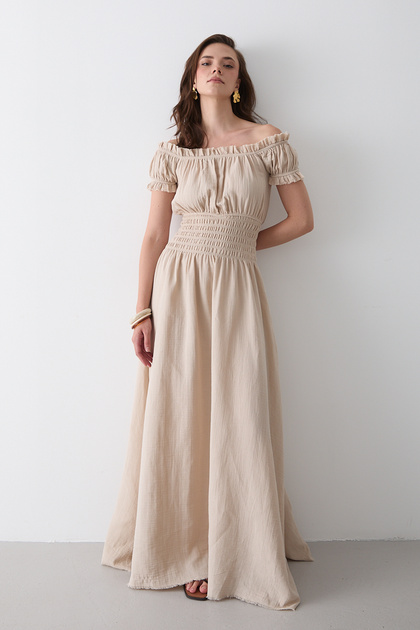 Natural Gathered Dress - 2002