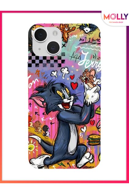 Black Cheese Trouble Pattern Silicone Case for iPhone 13