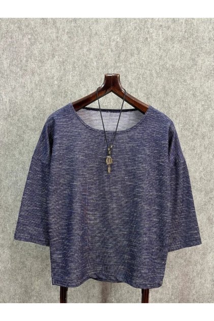 Oversize Navy Blue Poor Sleeve Tshirt