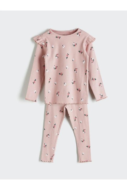 LCW Bisiklet Yaka Baskılı Kız Bebek Pijama Takım (W5)