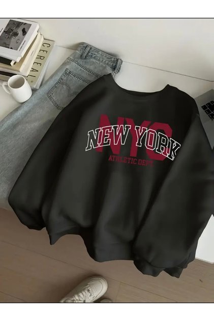 سويت شيرت مطبوع عليه NYC NEW YORK للجنسين للنساء/الرجال برقبة دائرية