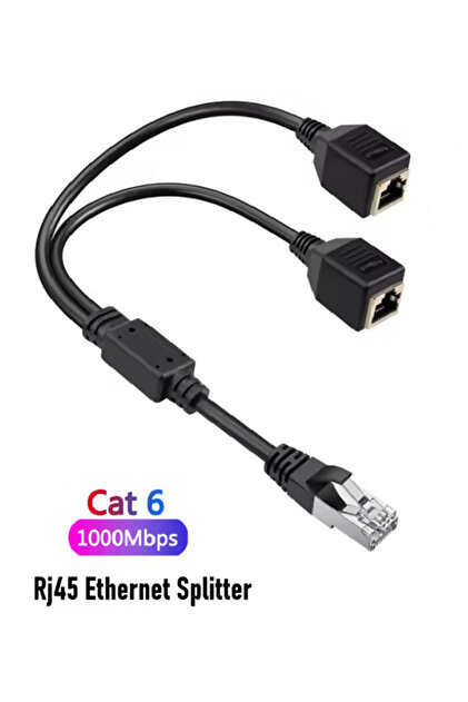 RJ45 İnternet Dağıtıcı Çoklayıcı Splitter, Gigabit, 1 Erkek - 2 Dişi Ethernet Kablosu, Cat5/Cat6