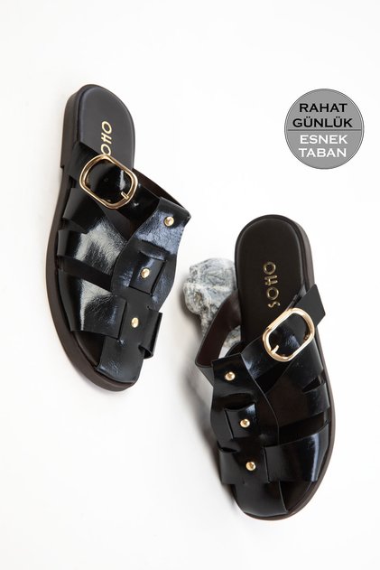 Black Women's Slippers 20747