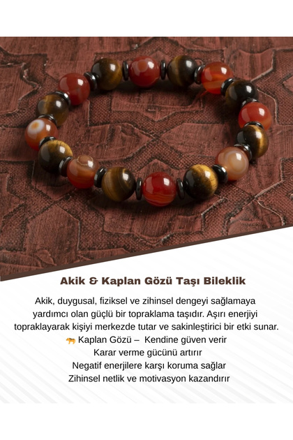 Certified Natural Agate & Tiger Eye Stone Bracelet