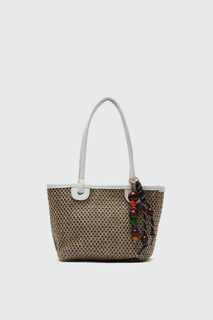 Roen Straw Shoulder Bag White
