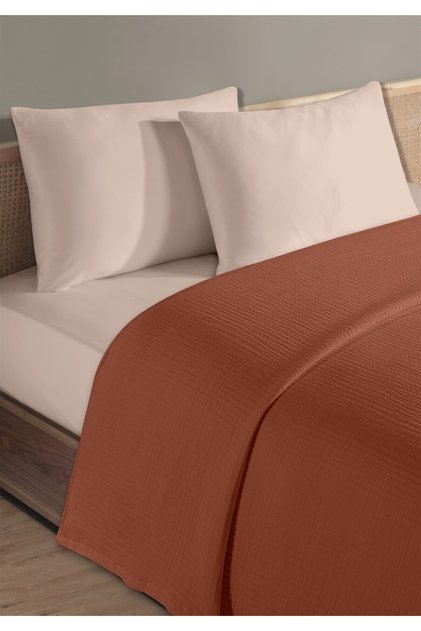 100% Natural Cotton 4 Layer Muslin Luxury Double Pique Set Light Tile 200X230Cm