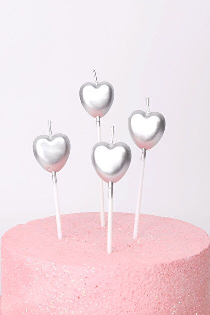 Silver 4-Piece Heart Candle