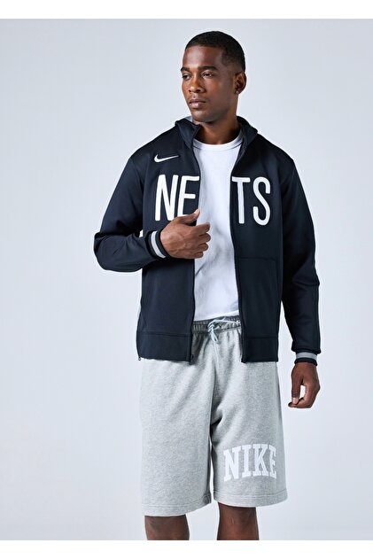 Nike Nba Brooklyn Nets Showtime Dri-Fit Full-Zip Men Black Hoodie