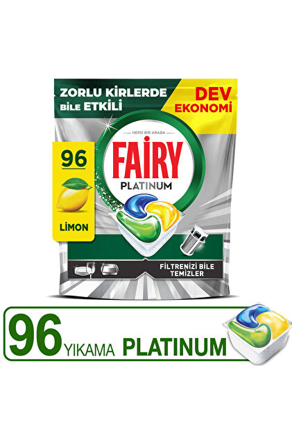 Platinum Hepsi Bir Arada Bulaşık Makinesi Tabletleri, Limon, 96 Tablet
