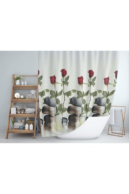 Bathroom Curtain 1X180X200 Single Wing Shower Curtain with Ring Gift Shower Cabin Curtain 12005