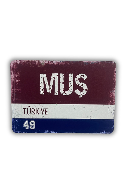 ERİSTAKI MUŞ Yazılı Retro Ahşap Türkiye Şehir Magneti-Buzdolabı