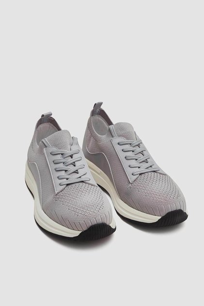 Gray Lace-Up Sports Shoes