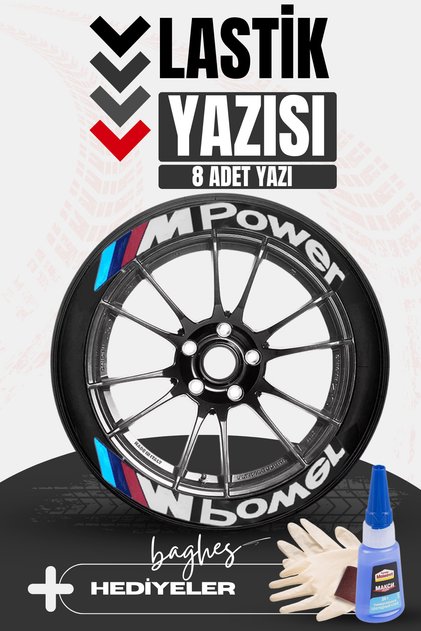 M Power Motosiklet Ve Otomobil Araç 3d Oto Lastik Yazısı Sticker Arma Seti – 8 Adet Uyumlu