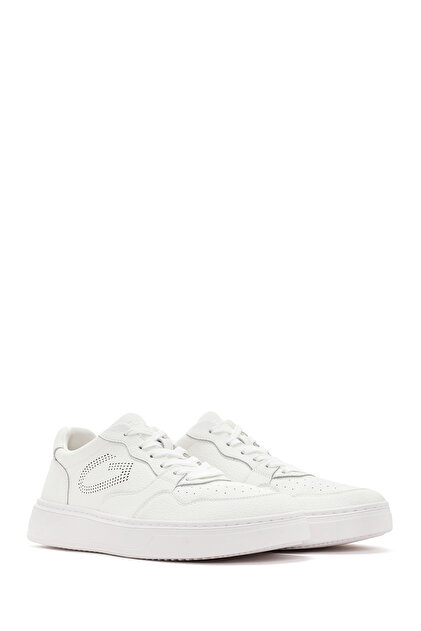 ALBERTO GUARDIANI Erkek Beyaz New Era Bağcıklı Deri Sneaker