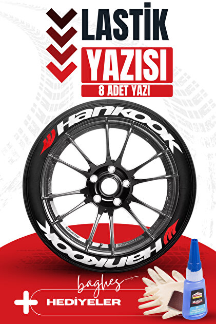 Hankook Motosiklet Ve Otomobil Araç 3d Oto Lastik Yazısı Sticker Arma Seti – 8 Adet