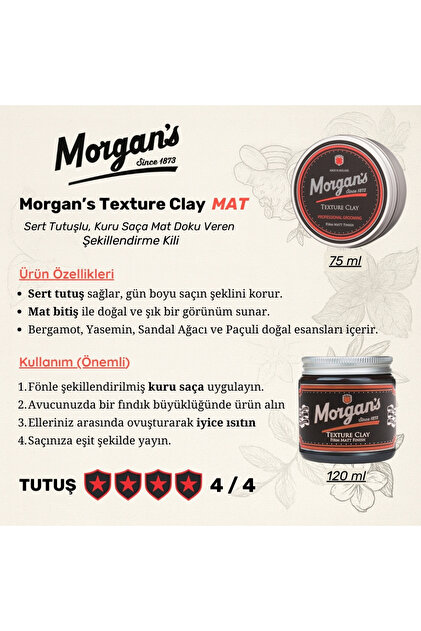 Morgan's Pomade Morgan's Texture Clay – Kuru Saça Mat Doku Veren
